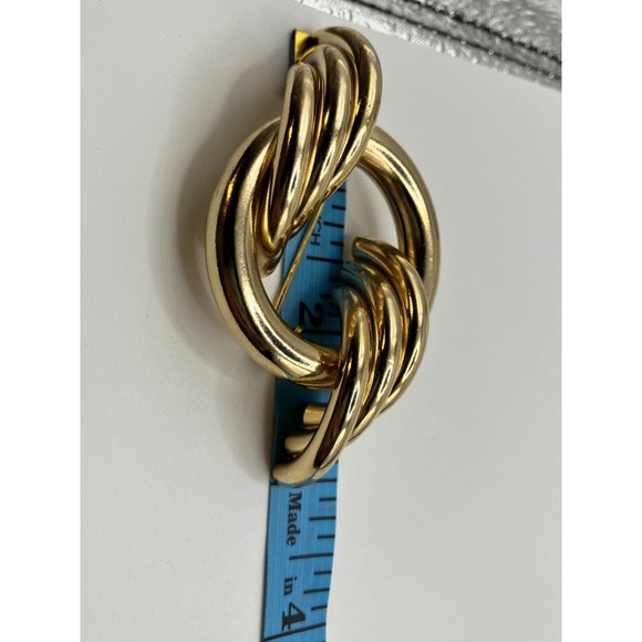 Swirl Wave Design Gold-Tone Riveted Brooch 80s Vintage! - Picture 10 of 11